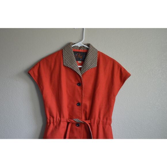 Vintage Wool Ladies Coat Womens Small Orange/Red Studio Club 4H Button - Picture 7 of 12